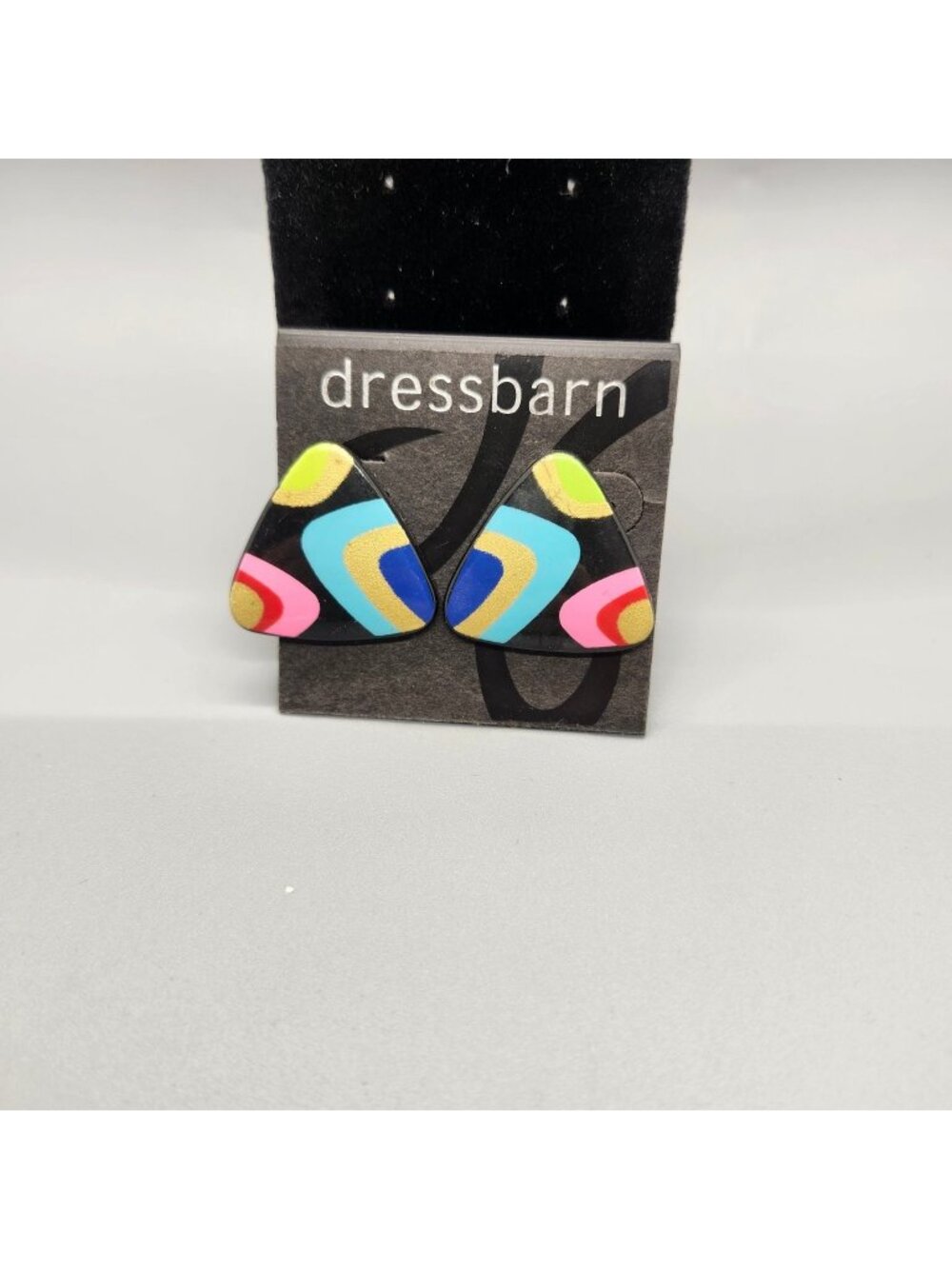 Dressbarn Stud Earrings 1" Wide Abstract Geometric Colorful Fashion Jewelry
